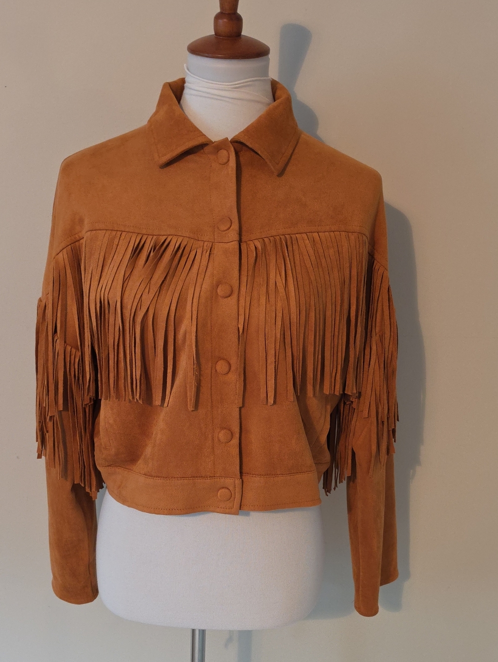 Blue B Collection Tan Fringe Western Style Jacket Pre-owned